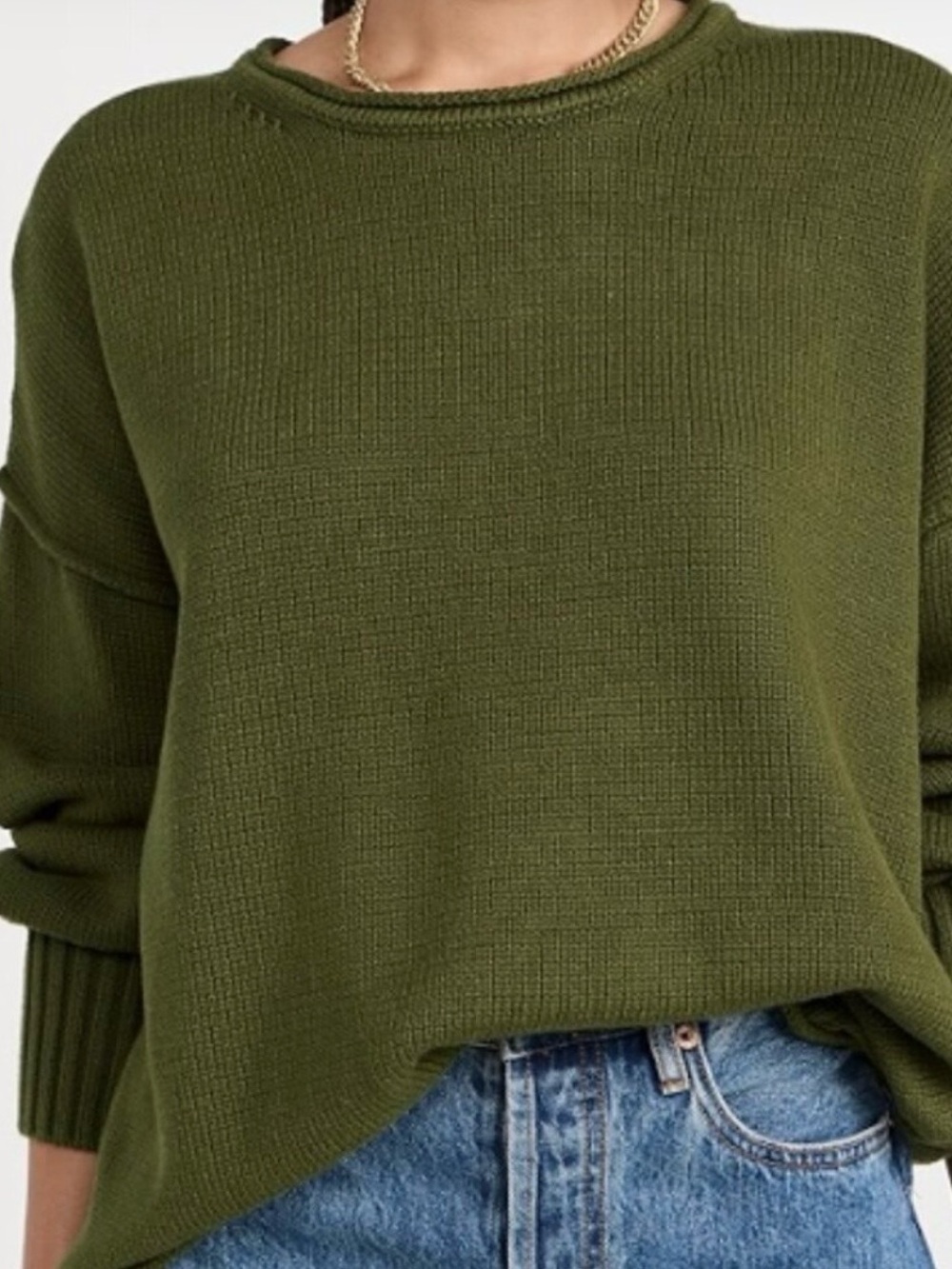 Madewell Olive Crewneck Knit Sweater oversized